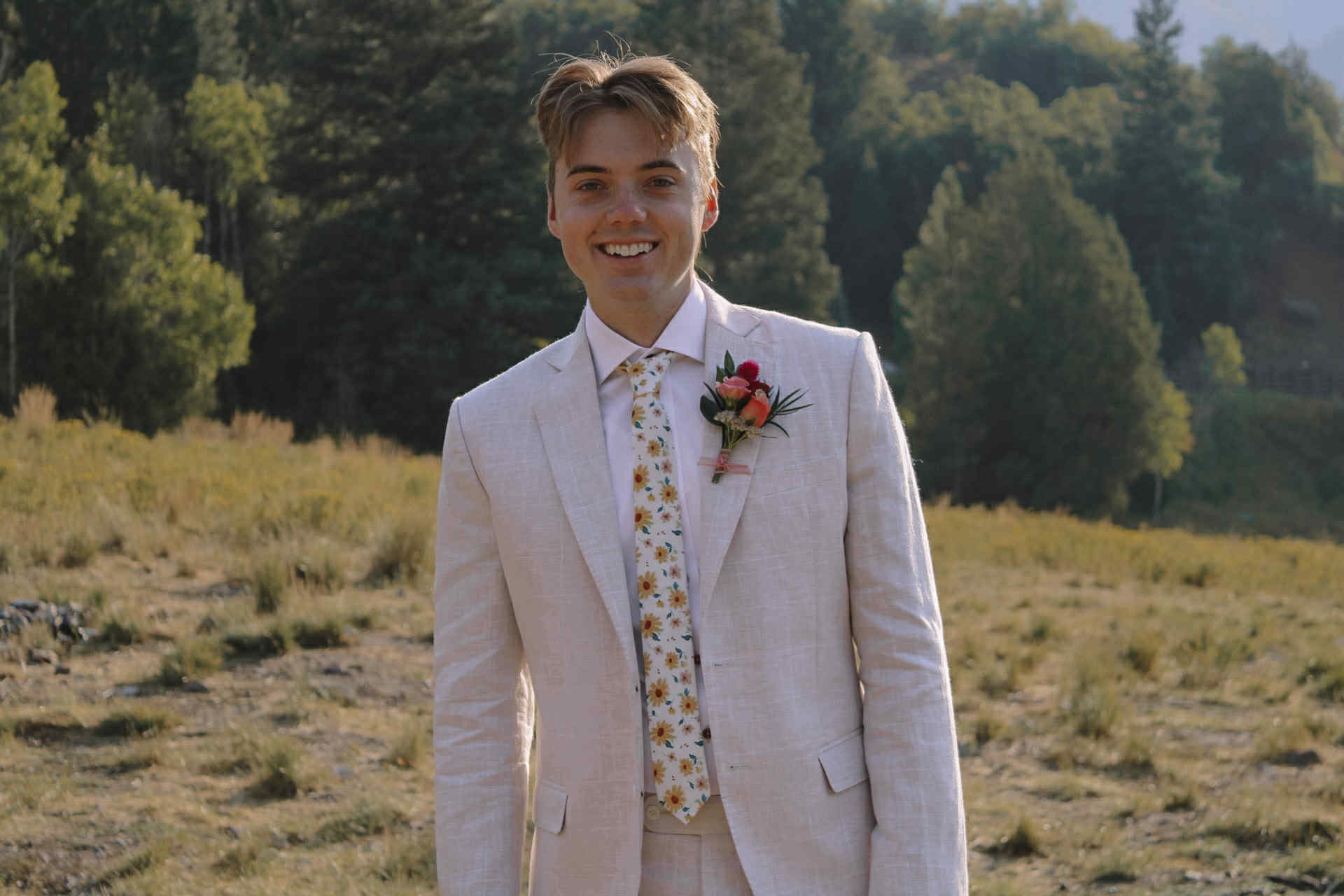 Groom in custom wedding suit