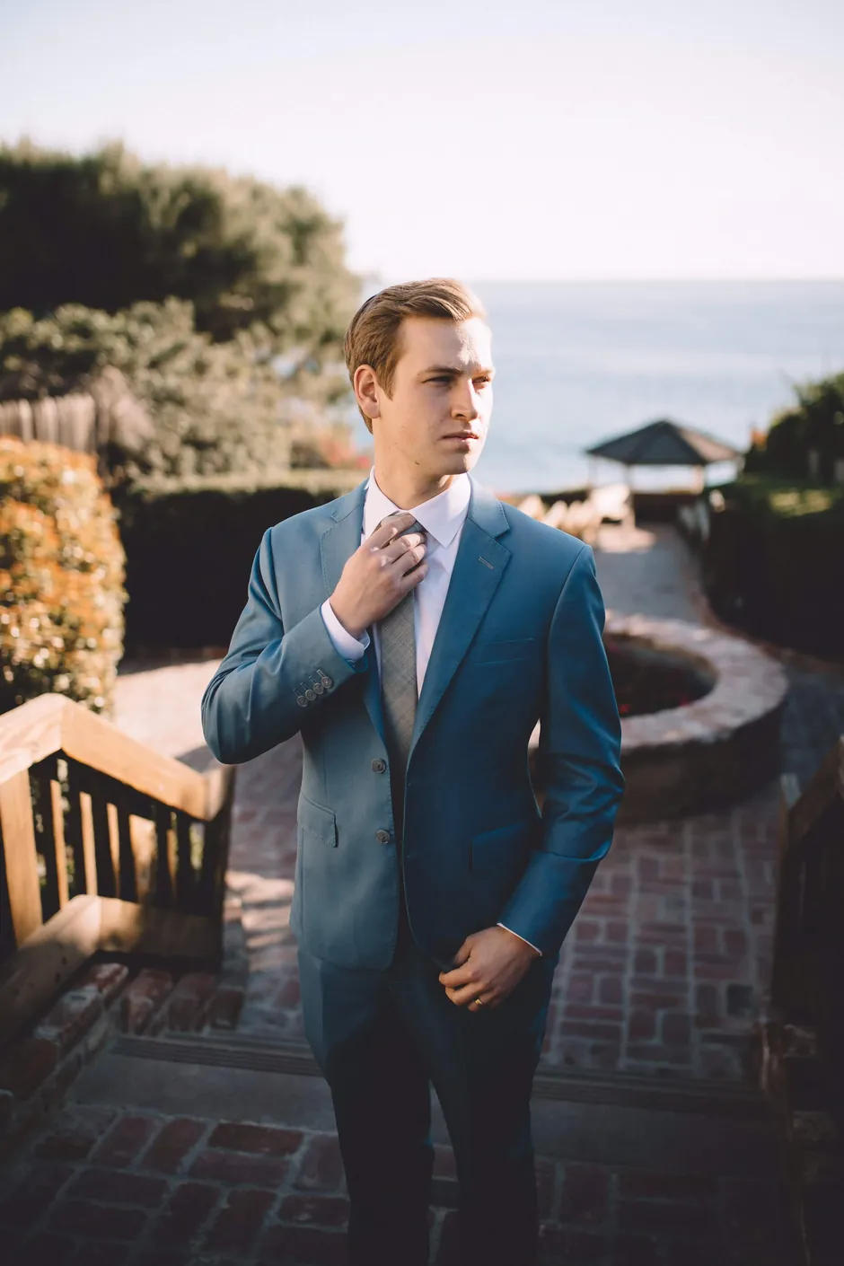 Light gray custom wedding suit groom by esatto Custom Clothing in Layton, Utah