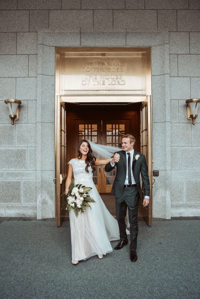 Groom in custom wedding suit